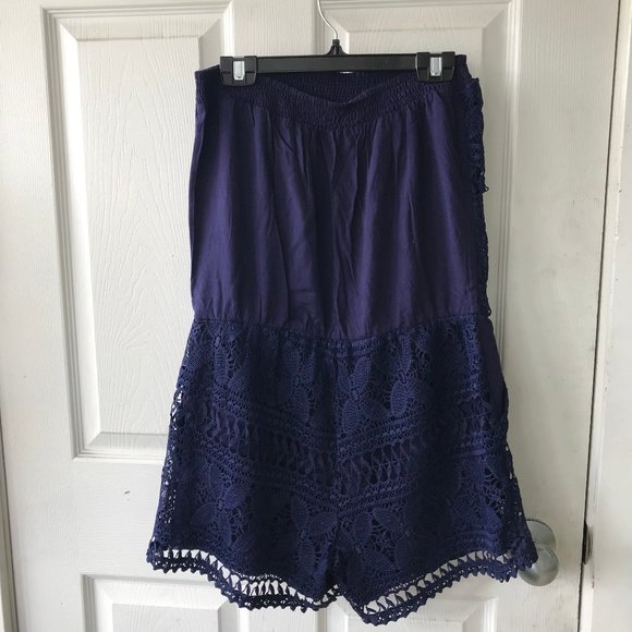 Laffaire Navy Blue Lace Romper - Picture 4 of 6
